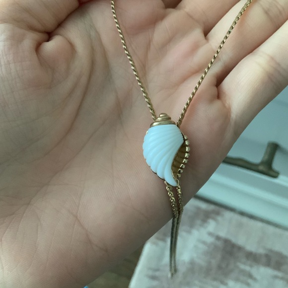 Vintage 1980’S AVON Lariat 26” Adjustable long Shell Gold Necklace BRAND NEW - Picture 10 of 11